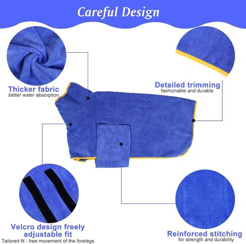 Dog Towl Bathrobe Dog Robes for After Bath Large Dog Towels for Drying Coat -Microfibre Fast Drying Super Absorbent Pet Towel for Swimming (X-Large, Blue) in Saudi Arabia