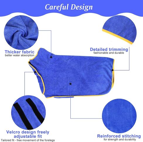 Dog Towl Bathrobe Dog Robes for After Bath Large Dog Towels for Drying Coat -Microfibre Fast Drying Super Absorbent Pet Towel for Swimming (X-Large, Blue) in Saudi Arabia