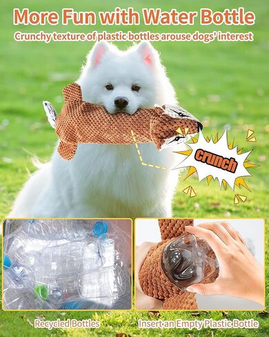 Dog Toys, Squeaky Plush No Stuffing Crinkle Dog Toy for Small Medium Large Dogs, [3 Pack] Interactive Puppy Teething Water Bottle Dog Chew Toy in Saudi Arabia