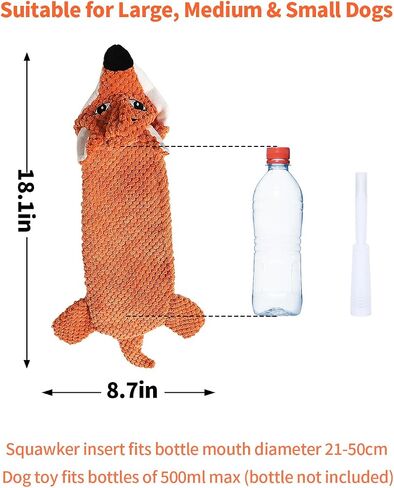 Dog Toys, Squeaky Plush No Stuffing Crinkle Dog Toy for Small Medium Large Dogs, [3 Pack] Interactive Puppy Teething Water Bottle Dog Chew Toy in Saudi Arabia