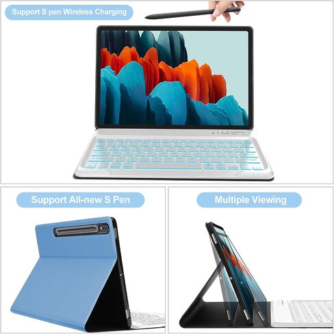 OYOSUOGG Galaxy Tab S9 Plus Case with Keyboard 12.4 Inch 2023, Magnetic Detachable Bluetooth Keyboard, Smart Folio Cover with S Pen Holder, Galaxy Tab S7 FE/S8 Plus Keyboard Case, Type-C Rechargeable in Saudi Arabia
