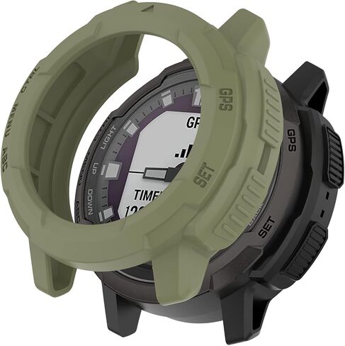 2 Pack Compatible for Garmin Instinct Crossover Case, Soft TPU Silicone Edge Rugged Shockproof Bumper Case Armor Frame Shell Watch Case Protective Case Cover for Garmin Instinct Crossover in Kuwait