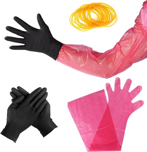 30pcs Field Dressing Glove, Deer Hunting Mitten with Yellow Rubber Band Accessory for Gutting Cleaning Outdoor in Saudi Arabia