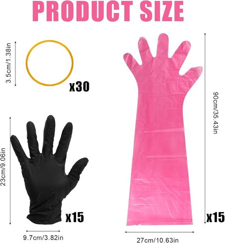 30pcs Field Dressing Glove, Deer Hunting Mitten with Yellow Rubber Band Accessory for Gutting Cleaning Outdoor in Saudi Arabia