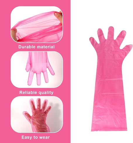 30pcs Field Dressing Glove, Deer Hunting Mitten with Yellow Rubber Band Accessory for Gutting Cleaning Outdoor in Saudi Arabia