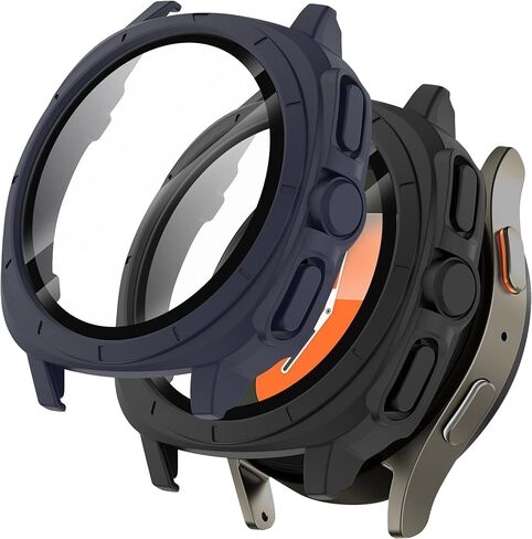 Seltureone لساعة Samsung Galaxy Watch 7 مقاس 44 مم، واقي ممتص للصدمات قوي [يتحول إلى ترقية فائقة]، واقي شاشة زجاجي مقوى مدمج لساعة Galaxy Watch 7 مقاس 44 مم - أسود/أزرق in Kuwait