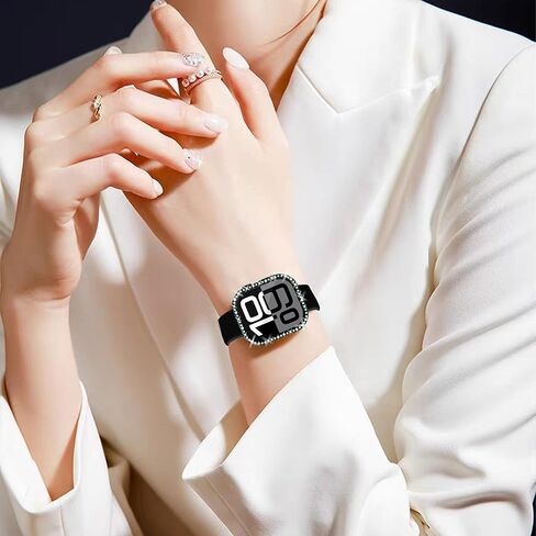 حافظات حماية صلبة بأحجار الراين من RICHONE مع واقي شاشة من الزجاج المقوى لساعة Apple Series 10 (2024) 42 مم، أغطية سوداء مقاومة للسقوط والخدش لساعة iWatch (شفاف، 42 مم) in Kuwait