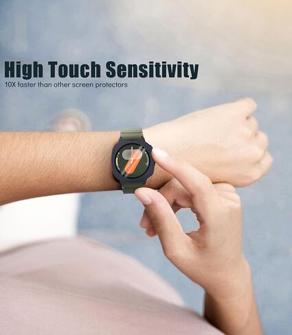 Seltureone لساعة Samsung Galaxy Watch 7 مقاس 44 مم، واقي ممتص للصدمات قوي [يتحول إلى ترقية فائقة]، واقي شاشة زجاجي مقوى مدمج لساعة Galaxy Watch 7 مقاس 44 مم - أسود/أزرق in Kuwait