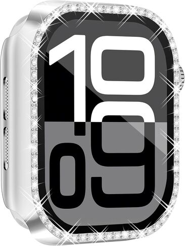 حافظات حماية صلبة بأحجار الراين من RICHONE مع واقي شاشة من الزجاج المقوى لساعة Apple Series 10 (2024) 42 مم، أغطية سوداء مقاومة للسقوط والخدش لساعة iWatch (شفاف، 42 مم) in Kuwait