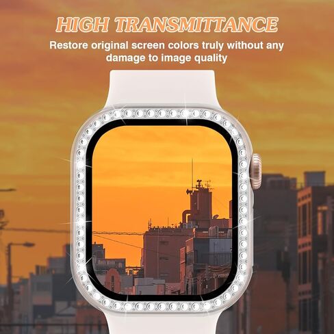 Bling Case Compatible for Apple Watch Series 10 46mm Screen Protector, Glitter Diamond Hard PC Protective Case & Lightweight Anti-Scratch HD Screen Protector for iWatch 46mm-Rose Gold in Saudi Arabia