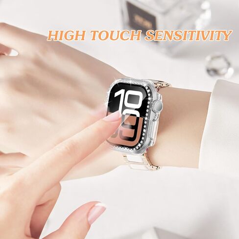Bling Case Compatible for Apple Watch Series 10 46mm Screen Protector, Glitter Diamond Hard PC Protective Case & Lightweight Anti-Scratch HD Screen Protector for iWatch 46mm-Rose Gold in Saudi Arabia