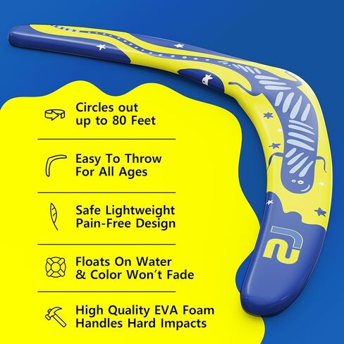 Beach Boomerang Toy For All Ages - Outside Beach Games Adults & Beach Toys For Kids - Fun Outdoor Backyard Toys For Boys - Soft Beach Frisbbee Pool Game Toys & Birthday Gift Ideas For Boys & Girls in Saudi Arabia