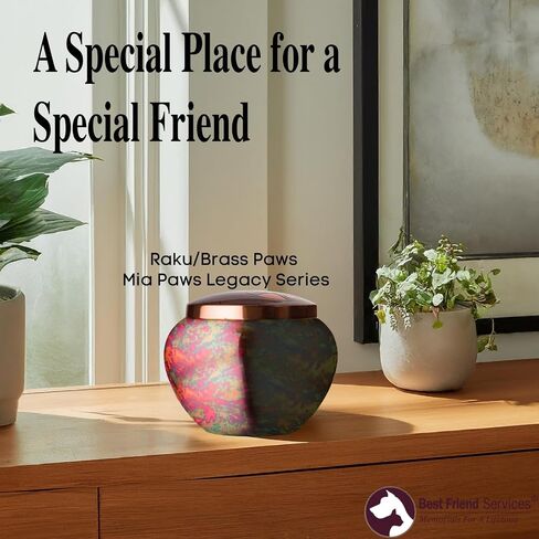 Pet Urn - Memorial Cremation Pet Urns for Dog and Cat Ashes, Hand Carved Mia Series Urn for Pets up to 40lbs (Medium, Cloud White, Pewter Paw) in Kuwait