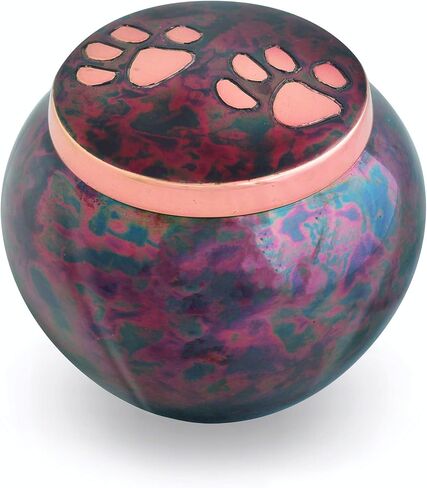 Pet Urn - Memorial Cremation Pet Urns for Dog and Cat Ashes, Hand Carved Mia Series Urn for Pets up to 40lbs (Medium, Cloud White, Pewter Paw) in Kuwait