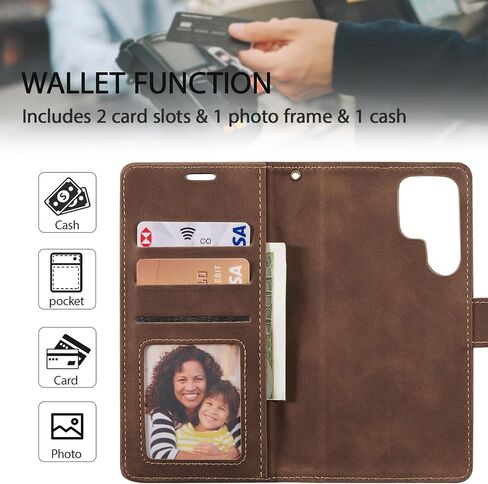 QLTYPRI Case for Samsung Galaxy S22 Ultra, 2 in 1 Detachable Wallet Case PU Leather with [Card Slots] [Kickstand][Wrist Strap][Magnetic Closure] Shockproof Flip Cover for Samsung S22 Ultra - Coffee in Saudi Arabia