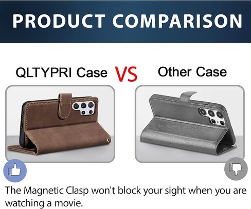 QLTYPRI Case for Samsung Galaxy S22 Ultra, 2 in 1 Detachable Wallet Case PU Leather with [Card Slots] [Kickstand][Wrist Strap][Magnetic Closure] Shockproof Flip Cover for Samsung S22 Ultra - Coffee in Saudi Arabia