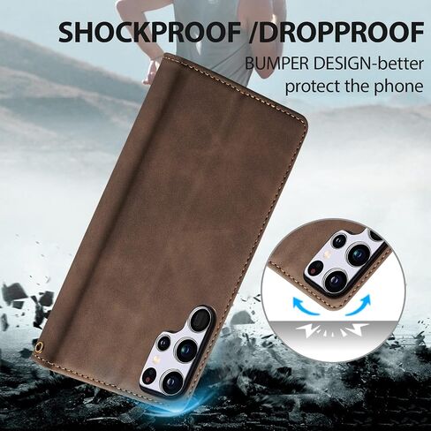 QLTYPRI Case for Samsung Galaxy S22 Ultra, 2 in 1 Detachable Wallet Case PU Leather with [Card Slots] [Kickstand][Wrist Strap][Magnetic Closure] Shockproof Flip Cover for Samsung S22 Ultra - Coffee in Saudi Arabia