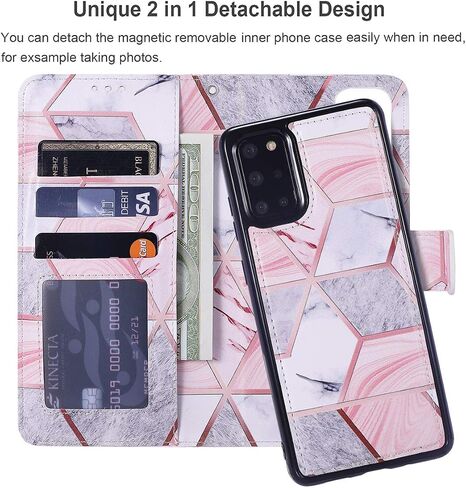 QLTYPRI Case for Samsung Galaxy S22 Ultra, 2 in 1 Detachable Wallet Case PU Leather with [Card Slots] [Kickstand][Wrist Strap][Magnetic Closure] Shockproof Flip Cover for Samsung S22 Ultra - Coffee in Saudi Arabia