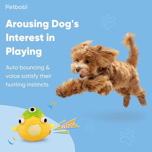 Petbobi Interactive Dog Toys for Boredom - Moving Dog Toy for Stimulating Play, Pet Plush Squeaky Dog Toys for Small Medium Dogs with 4 Batteries, Blue in Kuwait