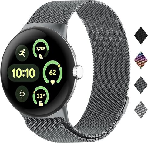أحزمة مغناطيسية من الفولاذ المقاوم للصدأ متوافقة مع ساعة Google Pixel Watch 3 مقاس 45 مم (2024)، مشبك شبكي بديل بحزام معدني للرجال والنساء لساعة Google Pixel 3 in Saudi Arabia