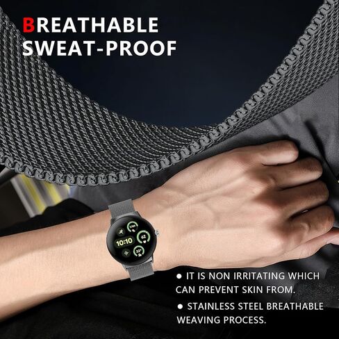 أحزمة مغناطيسية من الفولاذ المقاوم للصدأ متوافقة مع ساعة Google Pixel Watch 3 مقاس 45 مم (2024)، مشبك شبكي بديل بحزام معدني للرجال والنساء لساعة Google Pixel 3 in Saudi Arabia