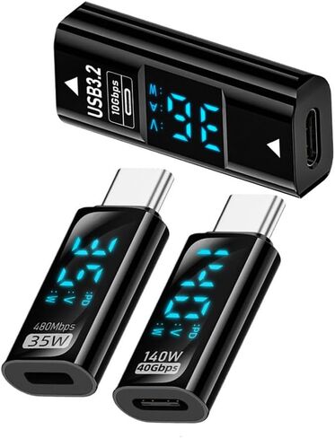 Cablecc 3pcs/lot 10Gbps USB-C Monitoring Display Smart LED Display Type-C USB-C to USB3.2 Type-A Adapter Data Current Voltage Fast Charging Tester Detector in Saudi Arabia