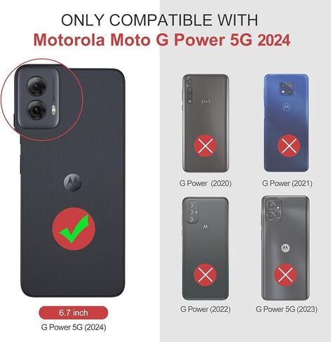 Defencase متوافق مع جراب Moto G Power 5G 2024، جراب محفظة RFID متوافق مع Motorola Moto G Power 5G 2024 PU مصنوع من جلد البولي يوريثان بحزام قلاب وسحاب وحامل بطاقات للنساء والرجال، أرجواني in Saudi Arabia