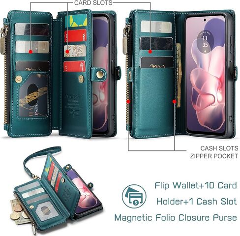 Defencase متوافق مع جراب Moto G Power 5G 2024، جراب محفظة RFID متوافق مع Motorola Moto G Power 5G 2024 PU مصنوع من جلد البولي يوريثان بحزام قلاب وسحاب وحامل بطاقات للنساء والرجال، أرجواني in Saudi Arabia