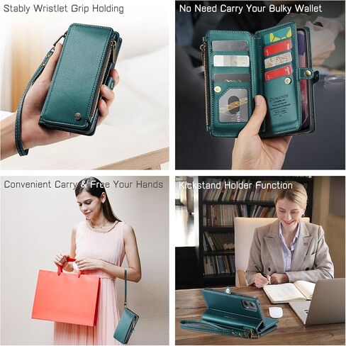 Defencase متوافق مع جراب Moto G Power 5G 2024، جراب محفظة RFID متوافق مع Motorola Moto G Power 5G 2024 PU مصنوع من جلد البولي يوريثان بحزام قلاب وسحاب وحامل بطاقات للنساء والرجال، أرجواني in Saudi Arabia