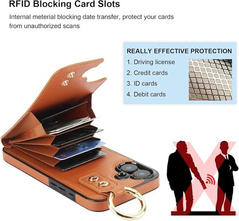 Folosu for iPhone 16 Plus Wallet Case with Card Holder, Hand Wrist Strap Loop Holder Kickstand, RFID Blocking Finger Grip Ring PU Leather Double Buttons Shockproof Cover 6.7" Purple in Kuwait