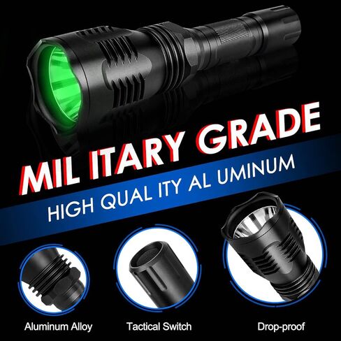 WINDFIRE WF-802 Tactical Green Flashlight Waterproof 350 Lumens 250 Yard Long Range Throwing Green LED Predator Light Coyote Hog Hunting Light with Pressure Switch & 1“ Scope Mount in Saudi Arabia