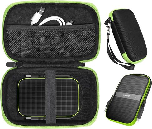 CaseSack Case for SP Silicon Power Silicon Power Black Rugged Portable External Hard Drive Armor A60 1TB, 2TB, 4TB, 5TB (Black+Green) in Saudi Arabia