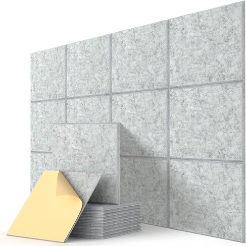 Soundproof Wall Panels, Kuchoow Acoustic Panels Sound Absorbing High Density, 12 Pack Tulips Shape Acoustic Panels Self-Adhesive, Sound Proof Panels for Walls 12" X 12" X 0.4" White in Kuwait