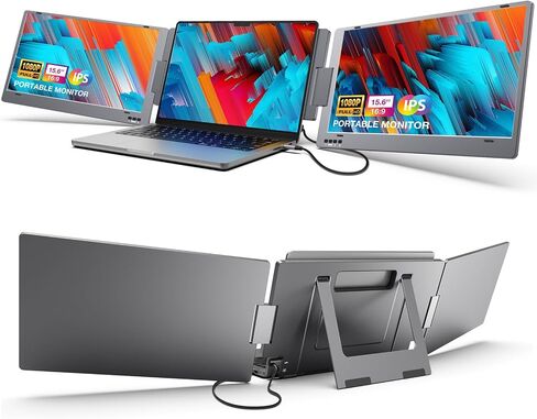 KYY PortableTriple Laptop Monitor Extender, 15.6" 1080P FHD IPS Triple Laptop Monitor Extender, One Cable USB C Portable Dual Monitor (Mac, Wins, Android) in Saudi Arabia