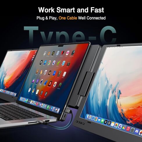 KYY PortableTriple Laptop Monitor Extender, 15.6" 1080P FHD IPS Triple Laptop Monitor Extender, One Cable USB C Portable Dual Monitor (Mac, Wins, Android) in Saudi Arabia