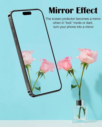 2 Pack Mirror Screen Protector for iPhone 14 and iPhone 13/13 Pro Tempered Glass Mirrored Effect Anti-Spy Full Coverage Easy Installation Frame 9H Hardness Anti-Scratch 6.1 inch (Silver) in Saudi Arabia