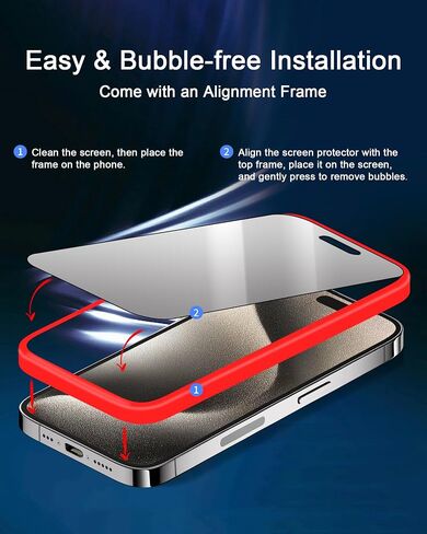 2 Pack Mirror Screen Protector for iPhone 14 and iPhone 13/13 Pro Tempered Glass Mirrored Effect Anti-Spy Full Coverage Easy Installation Frame 9H Hardness Anti-Scratch 6.1 inch (Silver) in Saudi Arabia