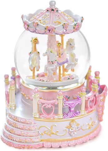 Carousel Music Box Daughter Wife Gift, Pink Carousel Snow Globe Birthday Christmas Anniversary Valentine Gift for Women Kids Girl Girlfriend Play Castle in The Sky in Saudi Arabia