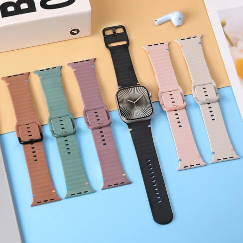 Sport Bands for Apple Watch Band 40mm 41mm 42mm 38mm 45mm 44mm 46mm iWatch Wristband for Women Men,Waterproof Soft Silicone Strap for Apple Watch Series 10 9 8 7 6 5 4 3 SE 2nd Ultra/2 49mm 41 45 mm in Saudi Arabia