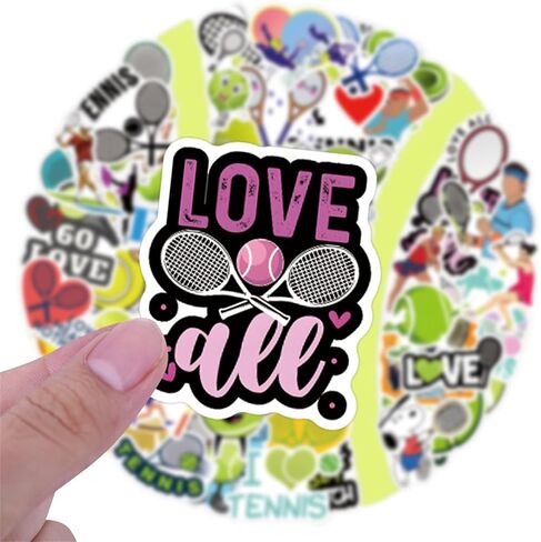 50 Pieces Tennis Stickers, Tennis Vinyl Stickers for Water Bottle, Helmet, Laptop, Phone, Tennis Gifts, Ball Party Favors, Sport Stickers Tennis Decorations for Kids Teens Boy (Tennis) in Saudi Arabia