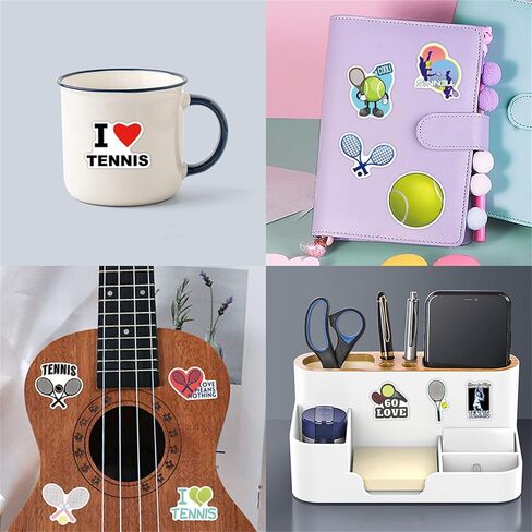 50 Pieces Tennis Stickers, Tennis Vinyl Stickers for Water Bottle, Helmet, Laptop, Phone, Tennis Gifts, Ball Party Favors, Sport Stickers Tennis Decorations for Kids Teens Boy (Tennis) in Saudi Arabia