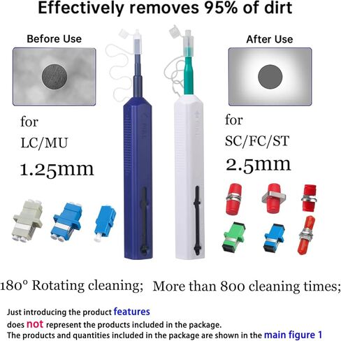 -2 قطعة قلم تنظيف الألياف البصرية 2.5 مللي متر الحلقات SC/ST/FC قلم تنظيف موصل الألياف البصرية تم تنظيفه لأكثر من 800 مرة in Kuwait