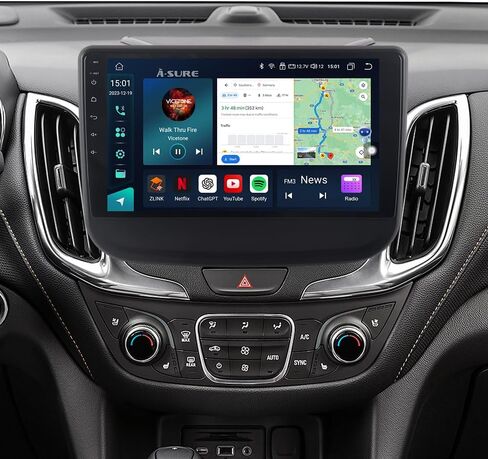 ASURE 8core 4+64GB راديو ستيريو للسيارة متوافق مع موديلات شيفروليه إكوينوكس 2018، 2019، 2020، وحدة ملاحة بنظام تحديد المواقع العالمي (GPS) مقاس 10.1 بوصة مع Carplay Android Auto، شاشة لمس 1280x800 in Kuwait