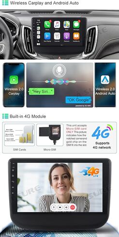 ASURE 8core 4+64GB راديو ستيريو للسيارة متوافق مع موديلات شيفروليه إكوينوكس 2018، 2019، 2020، وحدة ملاحة بنظام تحديد المواقع العالمي (GPS) مقاس 10.1 بوصة مع Carplay Android Auto، شاشة لمس 1280x800 in Kuwait