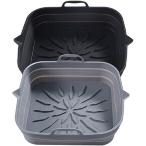 Silicone Air Fryer Black & Grey 7.1-inch reusable silicone air fryer liners air fryer liners Baking tray, air fryer basket mat, and silicone pot oven liner Accessories for a Silicone Bowl