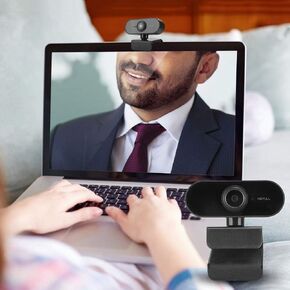 1080P Computer Camera with Microphone Desktop, Conferencing and Video Calling Webcam, Auto Low Light Correction, for Video Call (Black)