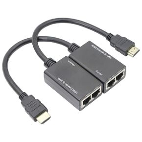 HDMI Male to RJ45 Female Adapter HDMI Extender Over RJ45 CAT5e/6 LAN Ethernet Cable 1080P Signal Repeater Sender&Receiver 98ft/30M 2pcs