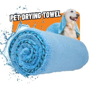 Furrocious Super Absorbent, Ultra Soft Microfiber Pet Towel for Drying & Grooming Dogs, Cats & More by Chemical Guys, Blue (25 inches x 36 inches) PCS1996 - Pet Blanket, Pet Bed Topper
