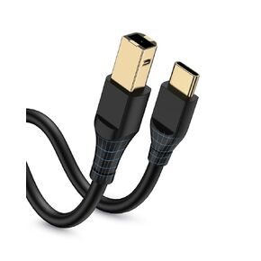 HP Printer Cable 6ft, Square USB A to USB B Cable for Printer/Scanner Epson, HP, Canon, Brother, Ethernet Print Smoothly Connect to Computer/Laptop/Pc - USB 2.0 Type B Impresora Midi Long Cord, 6 Foot
