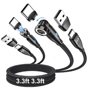 A.S Gen3 USB Magnetic Charging Cable 60W[2 Pack,6.6ft/6.6ft] - USB C to USB C Magnetic Phone Charger Type C Cord - Support Data Syns Magnetic USB C Charging Cable for Phone 15/Samsung Galaxy/Laptop